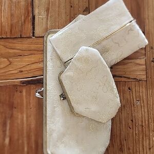 Vintage 3 Piece Gold Foil Travel Clutch Set